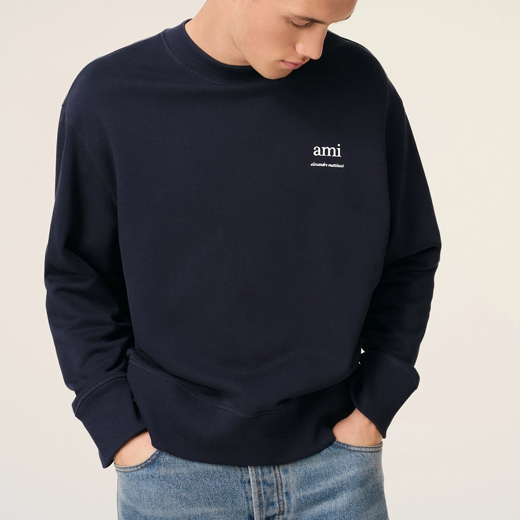AMI Paris Logo Cotton-Jersey Jumper - L
